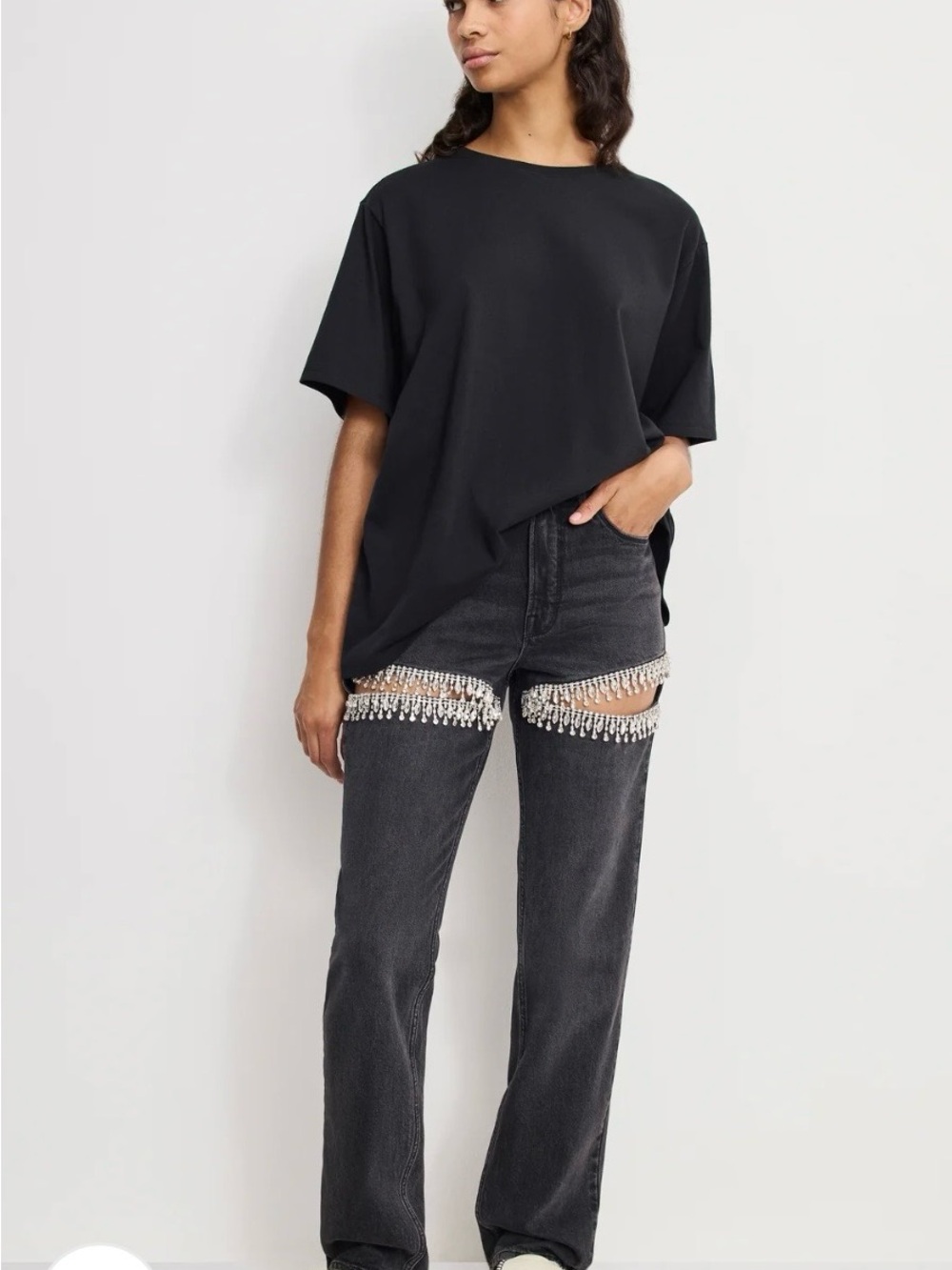 NWT! Sz 8 Good American Good Icon Straight Diamond Jeans Black